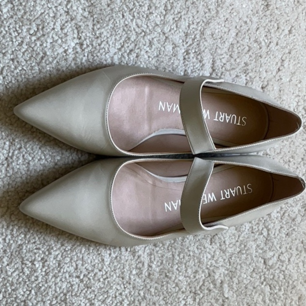 Stuart Weitzman Cream Flats with Mary Jane Strap